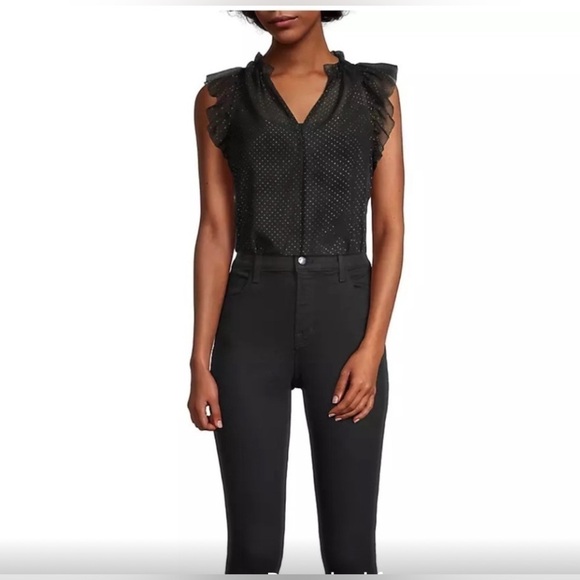 🌹NWT:MICHAEL Michael Kors Dewdrop Chiffon Ruffle Top - Picture 1 of 10